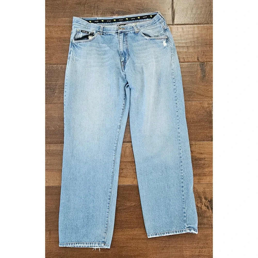 Y2K Distressed Skater 90s Relaxed Classic Jeans Light Wash Denim 34R